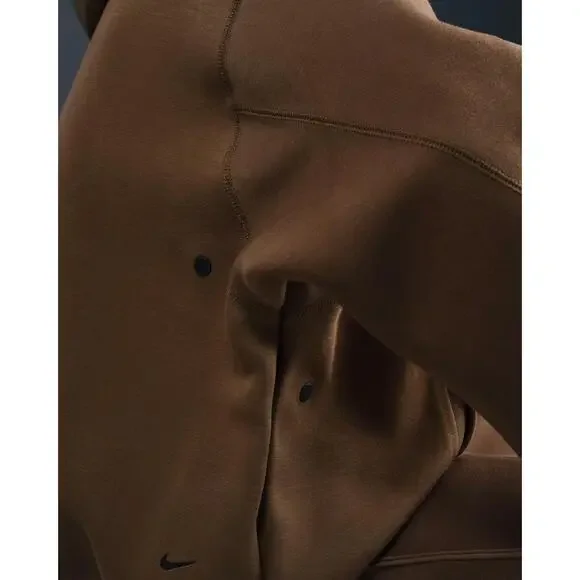 Nike Tech Fleece Hoodie Mens Mosswood Brown Kangaroo Pocket Pullover JAX1059